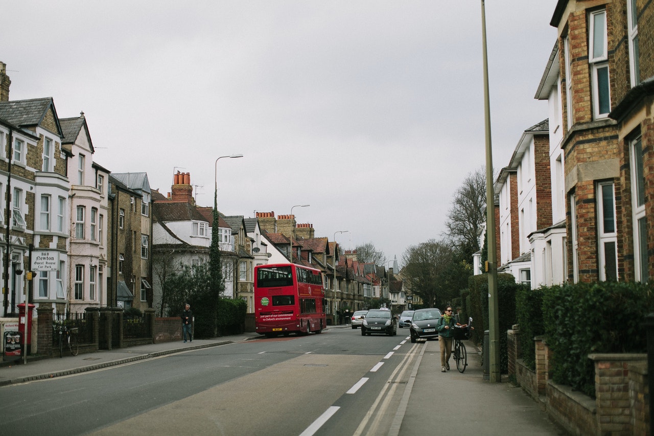 residential street of houses